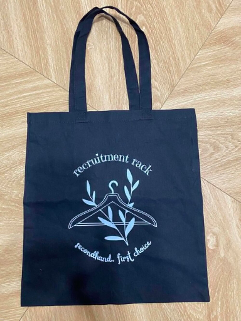 Black Canvas Tote Bag Reusable Shopping Shoulder Carryall Recruitment 14" x 16"